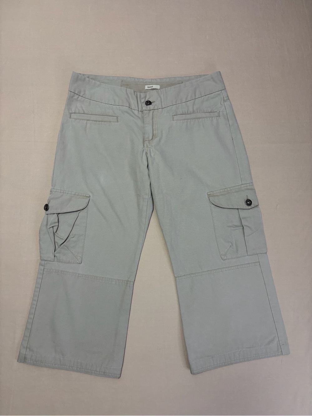 Rip Curl Vintage Low Rise Y2K Tan Wide Leg Cargo Capri Pants Women's Size 5